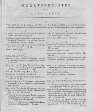 Monatsregister vom April 1830