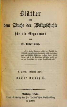 Blätter aus dem Buche der Weltgeschichte für die Gegenwart, I,2