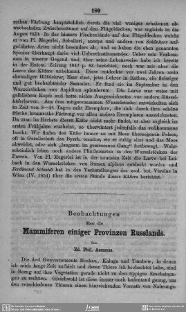 Beobachtungen über die Mammiferen einiger Provinzen Russlands