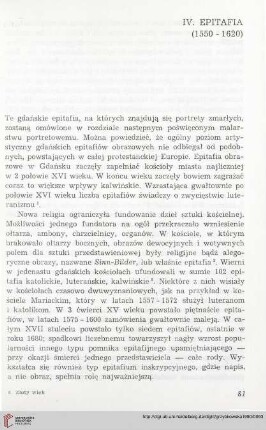 IV. Epitafia (1550-1620)