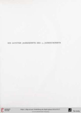 Die letzten Jahrzehnte des 15. Jahrhunderts