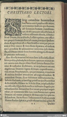 Christiano Lectori. S.