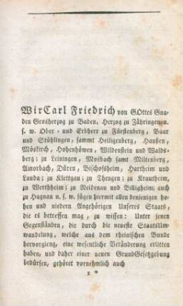 Fünftes ConstitutionsEdict die Lehens Verfassung des Grosherzogthums Baden betreffend.