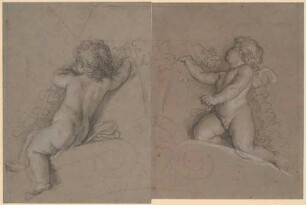 Sitzender Putto vom Rücken (Studie zu einem Fresko)