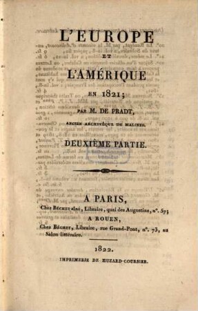 L' Europe et l'Amérique en 1821, 2