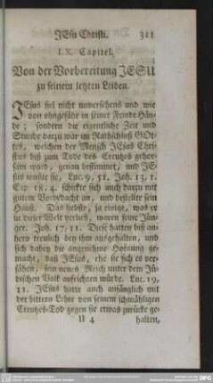 LX. Capitel. Von der Vorbereitung JESU zu seinem letzten Leiden