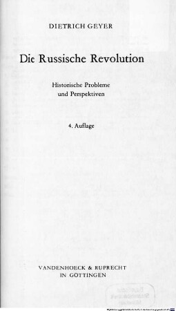 Die Russische Revolution : historische Probleme und Perspektiven