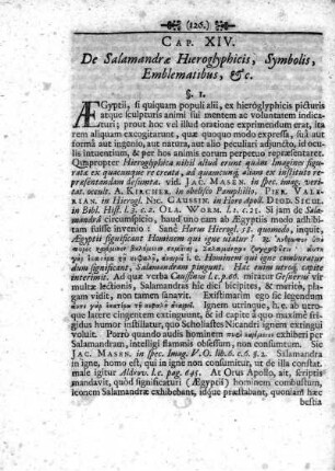 Caput XIV. De Salamandrae Hieroglyphicis, Symbolis, Emblematibus, &c.