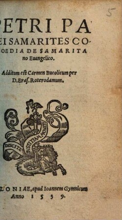 Petri Papei Samarites : Comoedia De Samaritano Euangelico
