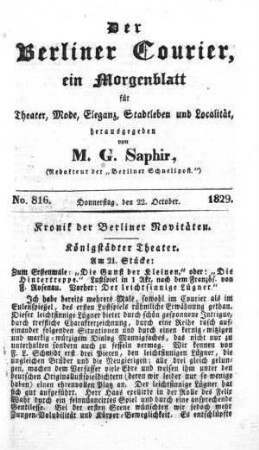 No. 816, Donnerstag, den 22. October 1829