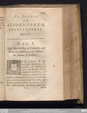 Cl. Galeni De Alimentorum Facultatibus Liber II.