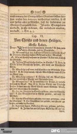 Cap. VI. Von Christo und denen Heiligen.