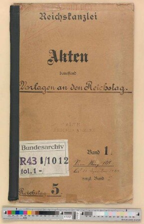 Vorlagen an den Reichstag: Bd. 1