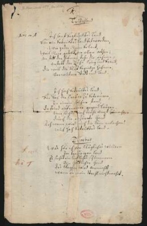 [Sammelhandschrift] Ich sonst beglücktes Land; V (4), orch; d-Moll; TWV deest