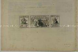 Faltbrief mit 3 Text/Bildfeldern zum 200. Jahrestag der Augsburger Konfession (1. Rückseite unten)