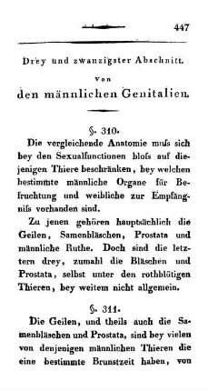 Drey und zwanzigster Abschnitt. Von den männlichen Genitalien.