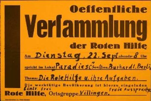 Rote Hilfe, Ortsgruppe Villingen: Die Rote Hilfe und ihre Aufgaben
