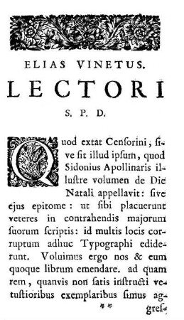 Elia Vinetus Lectori S. P. D.