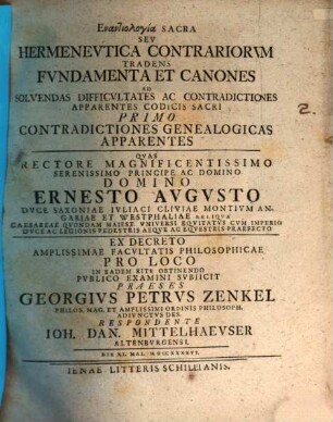Enantiologia Sacra, Sev Hermenevtica Contrariorvm Tradens Fvndamenta Et Canones