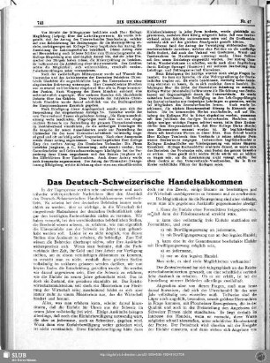 Das Deutsch-Schweizerische Handelsabkommen