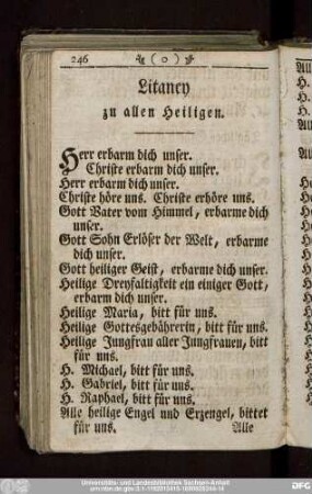 Litaney zu allen Heiligen.