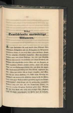 Ueber Deutschlands auswärtige Alliancen.