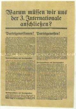 Aufruf zum Eintritt der USPD in die Kommunistische Internationale
