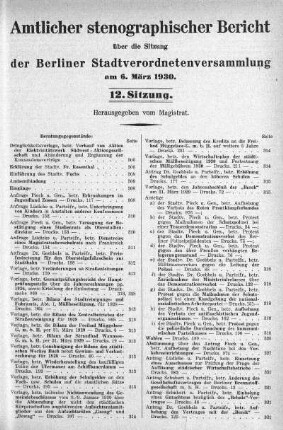 Sitzung 12, 6. März 1930
