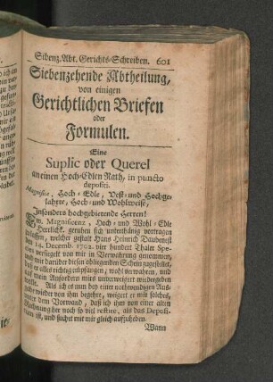 Siebenzehende Abtheilung, von einigen Gerichtlichen Briefen oder Formulen.