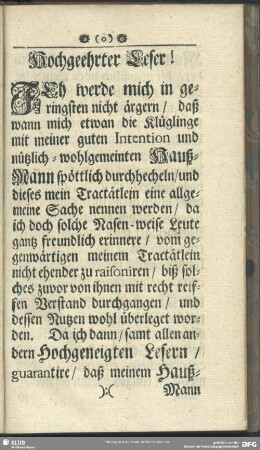 Hochgeehrter Leser!