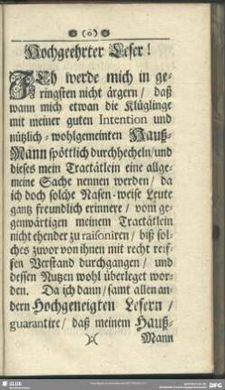 Hochgeehrter Leser!
