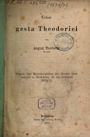Jahresbericht : über d. Schuljahr .... 1874/75