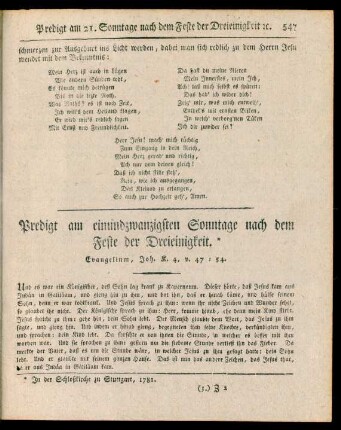 Predigt am einundzwanzigsten Sonntage nach dem Feste der Dreieinigkeit
