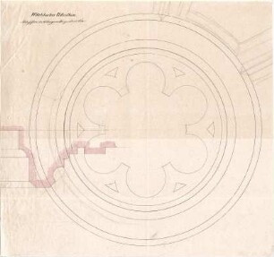 Gärtner, Friedrich von; München; Wittelsbacherpalast - Schlussstein der Küchegewölbe (Ansicht m. Schnitt)