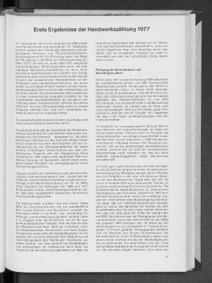 Erste Ergebnisse der Handwerkszählung 1977