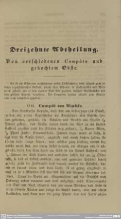 Dreizehnte Abtheilung. Von verschiedenen Compots und gekochtem Obste