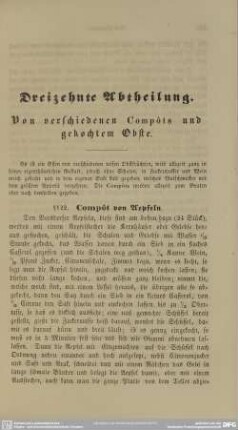 Dreizehnte Abtheilung. Von verschiedenen Compots und gekochtem Obste