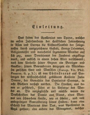 Flavius Philostratus, des Aeltern und des Jüngern und Kallistratus Werke, 1,2. Leben des Apollonius von Tyana : 1. und 2. Buch