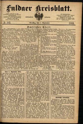 Ausgabe vom Dienstag, den 01. September 1885.
