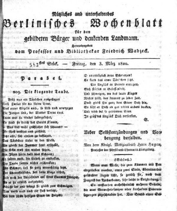 583stes Stueck, Freitag, den 3. Maerz 1820