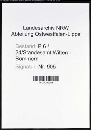 Namensverzeichnis Witten - Bommer, Todesfälle