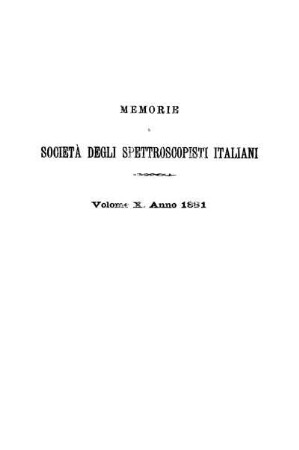 10: Memorie della Società degli Spettroscopisti Italiani