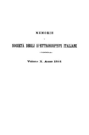 10: Memorie della Società degli Spettroscopisti Italiani