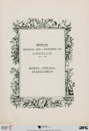 Möbel, Spiegel, Standuhren (Nr. 1-234)