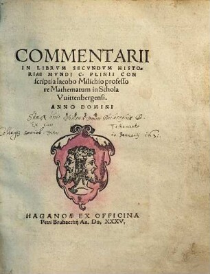 Commentarii In Librvm Secvndvm Historiae Mvndi C. Plinii
