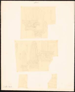 Katharinenkloster auf dem Sinai: Perspektivische Ansicht von Kapitellen, Basen und Gewölben (Vier Blätter mit Nach- oder Durchzeichnungen nach The Holy Land, XVIII)