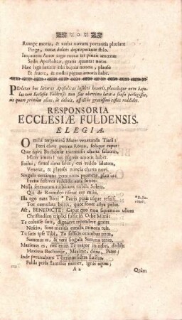 Responsoria Ecclesiae Fuldensis. Elegia.