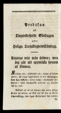 Predikan på Tjugondefjerde Söndagen efter Heliga TrefaldighetsSöndag.