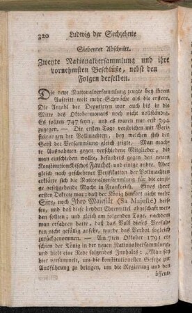 Siebenter Abschnitt. Zweyte Nationalversammlung und ihre vornehmsten Beschlüße, nebst den Folgen derselben