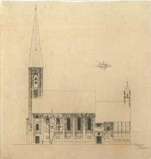 Gsaenger, Gustav; München, Gabelsbergerstr.; St. Markus, Umbau und Neugestaltung - Umbau Ostfassade, Variante B (Ansicht)